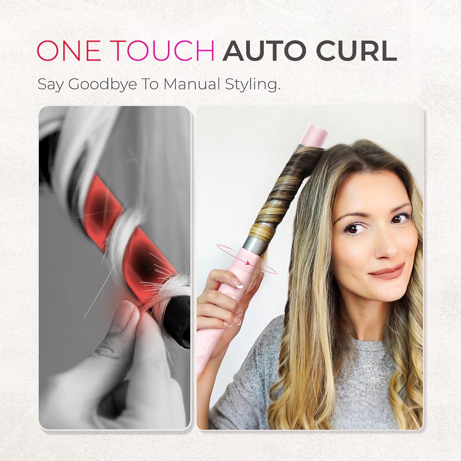 Automatic Rotating Curling Iron, 1-Inch Auto Hair Curler with 5 Temperature Settings & LCD Display, Anti-Scald & Dual Voltage