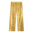thumbnail image 4 of iixpin Kids Girls Shiny Sequin Jazz Dance Pants Disco Party Flared Trousers Stage Performance Hip Hop Dance Costume Gold 16, 4 of 6