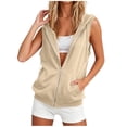 thumbnail image 2 of Womens Lightweight Hooded Vest Sleeveless Full Zip-Up Hoodie Drawstring Sweatshirt with Kanga Pockets, 2 of 5