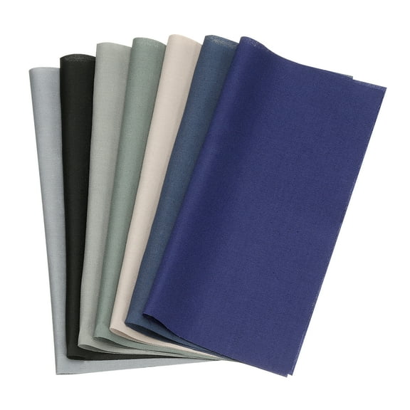 Uxcell 7Pcs 8" x 8" Solid Color Cotton Fabric Bundles Precut Fabric Square, Blue Grey