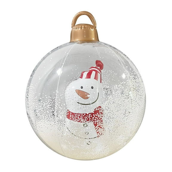 ADruer 24 Inch Clear Snow Christmas Inflatable Decorated Ball Giant Inflatable Christmas Ornaments Outdoor PVC Blow up Inflatable Decorated Ball for Outside Holiday Yard Lawn Porch Decor (#3)