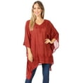 thumbnail image 5 of Sakkas Wren Lightweight Circle Poncho Top Blouse With Detailed Embroidery - Red - One Size Regular, 5 of 5