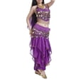 thumbnail image 4 of BellyLady Belly Dance Hip Scarf 158 Gold Coins Dance Skirt-Purple, 4 of 6