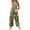 Green, variant on Women's Floral Print Overalls - Adjustable Straps Sleeveless Cotton Romper with Pockets for Summer Casual ,Army Green,L