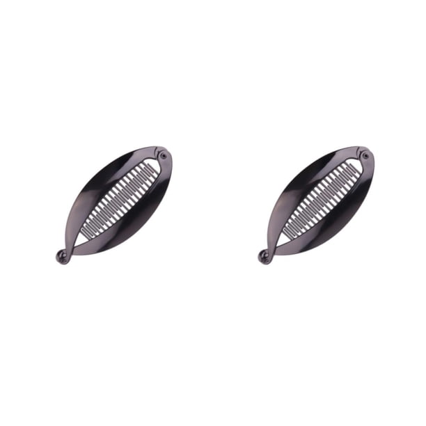 Minnieouse Clip de cola de caballo simple y de moda con materiales preferidos Clip de pez lacado Clip de pelo hecho a mano Clip de fondo grande negro brillante tamaño pequeño-9.5cm 2Conjunto