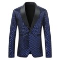 thumbnail image 2 of guisaled Sequin Blazer for Men Shiny Shawl Notched Lapel Button Slim Fit Suit Jacket Dinner Party Club Wedding Festival Tuxedo, 2 of 5