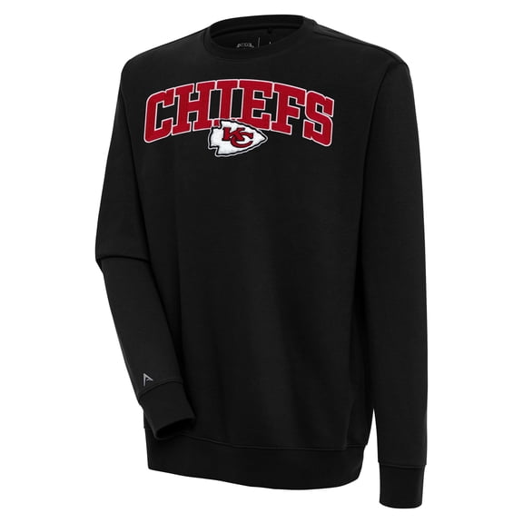 Men's Antigua Black Kansas City Chiefs Victory Chenille Pullover Sweatshirt