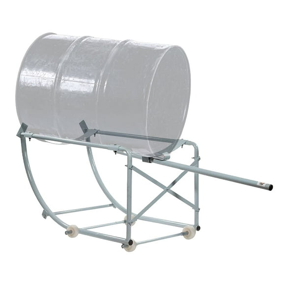 55 Gallon Movable Drum Cradle, 440-pound Capacity w/Non-Sparking Tilting Wheels - Oil Drum Dispensing Stand w/Retractable Drawbar Steel Drum Handling Cradle for Round Drums