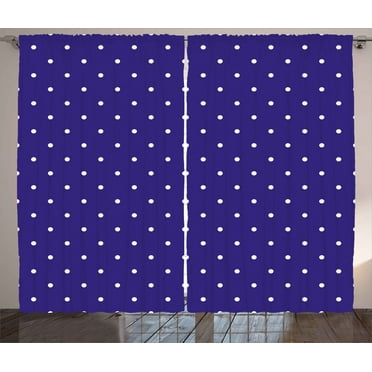 Ambesonne Blue White Curtains 2 Panel Set, Nostalgic Polka Dots, 108" x 84", Purple White