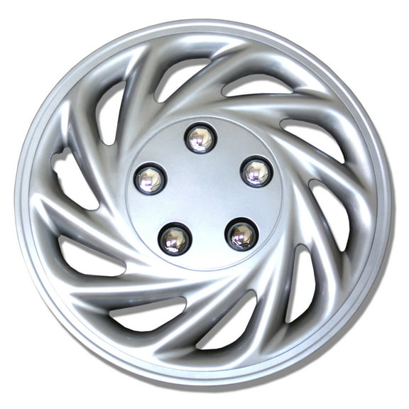 TuningPros WSC-868S15 Set of 4 Metallic Silver Hubcaps 15" - Hub Caps Wheel Skin Cover 15 inches 4 Pcs Set