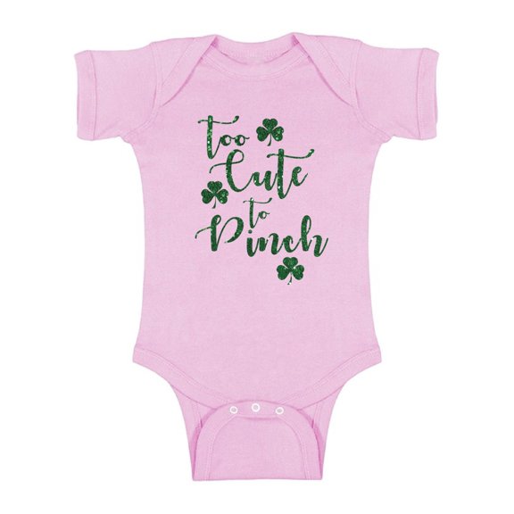 Awkward Styles Baby Too Cute To Pinch St.Patty's Day Sweetest Pinch Proof Graphic Baby Short Sleeve Bodysuit Tops