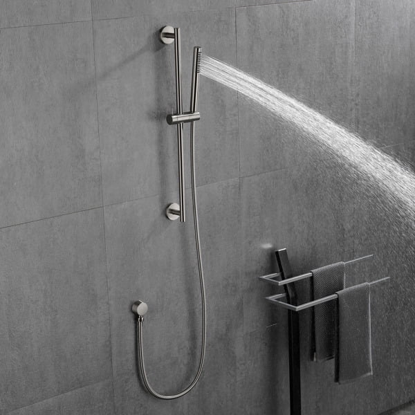 26" Matte Black Handheld Shower Kit - Adjustable Slide Bar with 60" Hose, Solid Brass Construction for Bathroom Upgrades