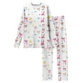 thumbnail image 4 of Valentine's Day Women's 2 Piece Pajama Sets Long Sleeve Top & Pants Bow Print Soft Comfy Sleepwear White S, 4 of 5