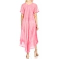 thumbnail image 2 of Sakkas Myani Two Tone Embroidered Sheer Cap Sleeve Caftan Long Dress | Cover Up - Pink - One Size Regular, 2 of 5