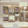 thumbnail image 3 of Homieasy Adjustable Walk-in Closet System, 10.7FT (72"-128.6") with 4 Wooden Drawers, 6 Hanging Rods, 3-Tier Shoe Rack & Grid Cubes, Heavy-Duty 1000LBS Capacity,White Oak, 3 of 7