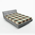 thumbnail image 2 of Ambesonne Abstract Fitted Sheet, Sketchy Squares Modern Art, Full Size, Brown Beige and Pale Teal, 2 of 5
