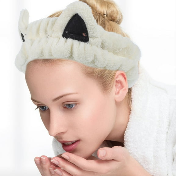 FENGGUIQU Comfortable White Face Washing Headband for Facial Cleaning and Spa Use