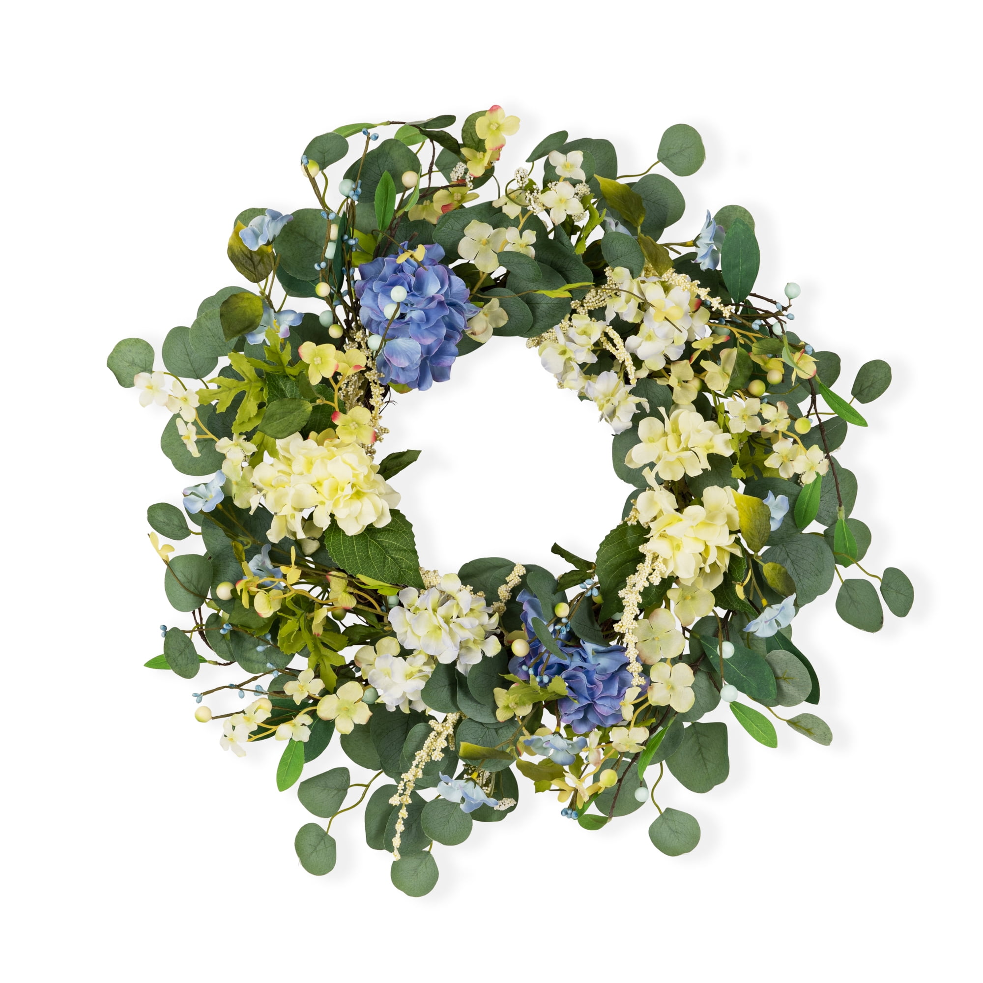 Mixed Hydrangea Wreath 27"D Twig/Fabric