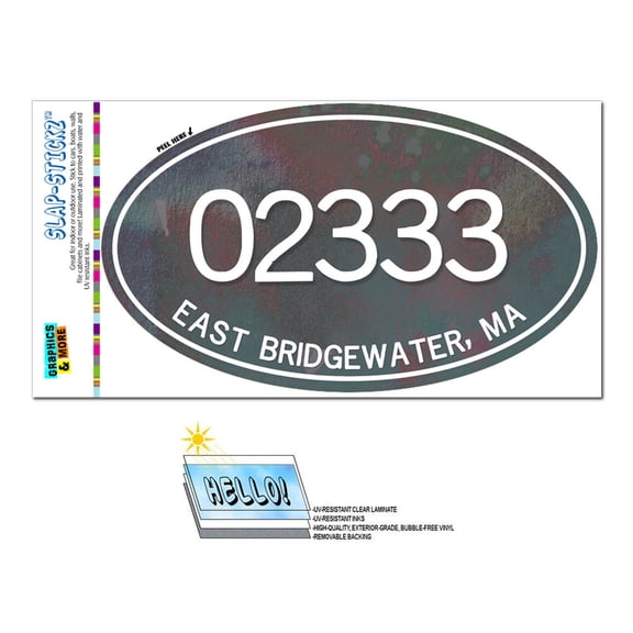 02333 East Bridgewater, MA - Unisex Metal - Oval Zip Code Sticker