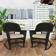 thumbnail image 4 of Jeco Rocker Wicker / Rattan Chair in Espresso with Tan Cushion (Set of 2), 4 of 10