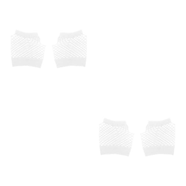 Qarigey 1 par de accesorios de fiesta de disfraces de los años 80, guante de neón, ropa de estilo de red de pesca, ropa decorativa para mujer, vestido Blanco 2piezas Qarigey CBP452115