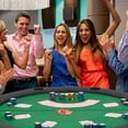 thumbnail image 2 of AVAWING Round Poker Table, 8 Players Casino Texas Holdem Table with Folding Metal Legs, Green, 2 of 8