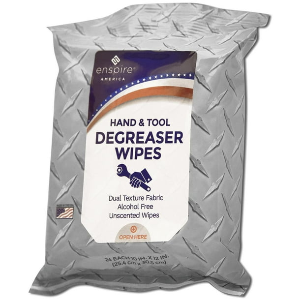Enspire EAD1012 Resealable 10" x 12" Degreaser Wipes, 24ct Soft Pack