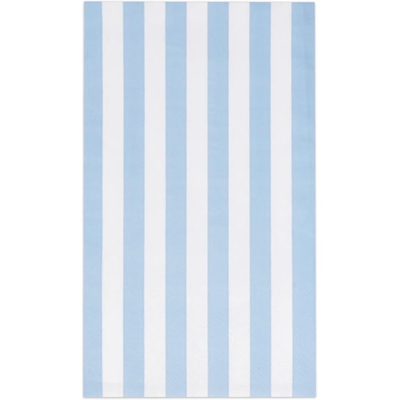 Gift Boutique 3-Ply Disposable Guest Napkins, Light Blue & White Striped Paper Hand Towels, Bathroom Guest Towels for Parties & Table Settings, 100 Count