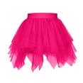 thumbnail image 4 of BiZtdJrK Women Tulle Skirts Mesh High Low Layered Puffy Tutu Mini Skirt Irregular Hem Fashion Party Dance Skirt Hot Pink L, 4 of 5