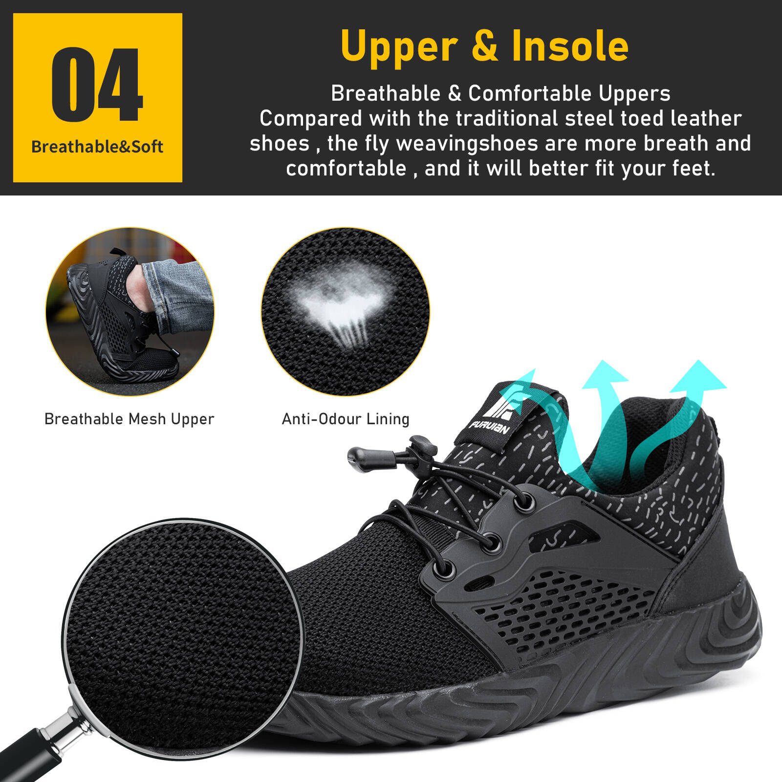 Furuian Steel Toe Indestructible Shoes Men Women Lightweight Puncture ...