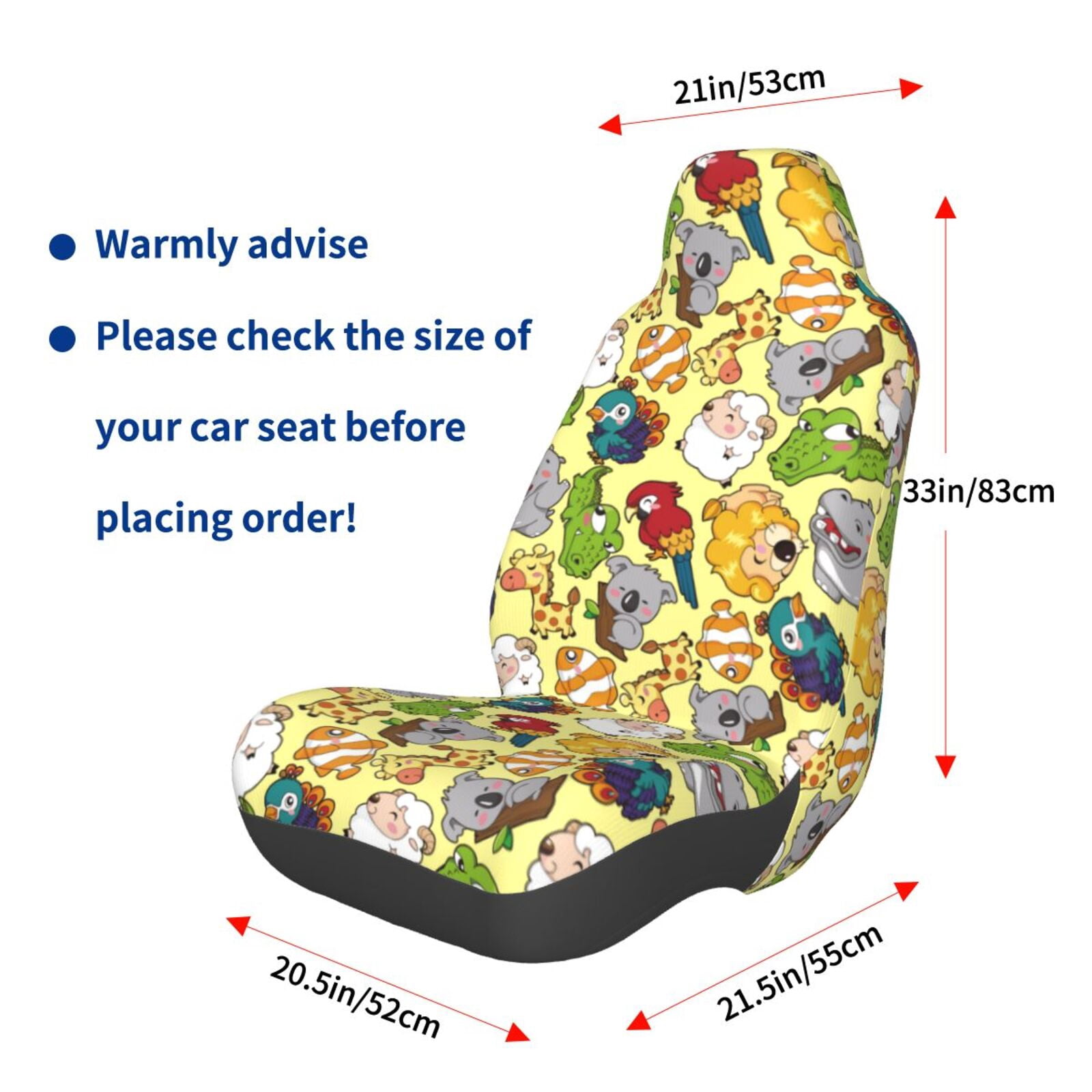 Naloa Animals Car Seat Covers Universal Front Seat Coves for Car Accessories ,Padded Car Covers for Automotive, SUV, Truck, and Van