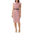 thumbnail image 1 of Vestido de trabajo INSPIRE CHIC para mujer con mangas tipo capucha, cinturón, vestido lápiz de pata de gallo vintage XL color rosa polvo, 1 of 6