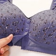 thumbnail image 3 of VISALY Women's Front Closure Wireless Bras Floral Print Bras Comfy Bras Seamless Comfort Bras Supportive Wireless Bra Full Coverage Wireless Bras Wireless Bras with Support and Lift Purple 48, 3 of 7