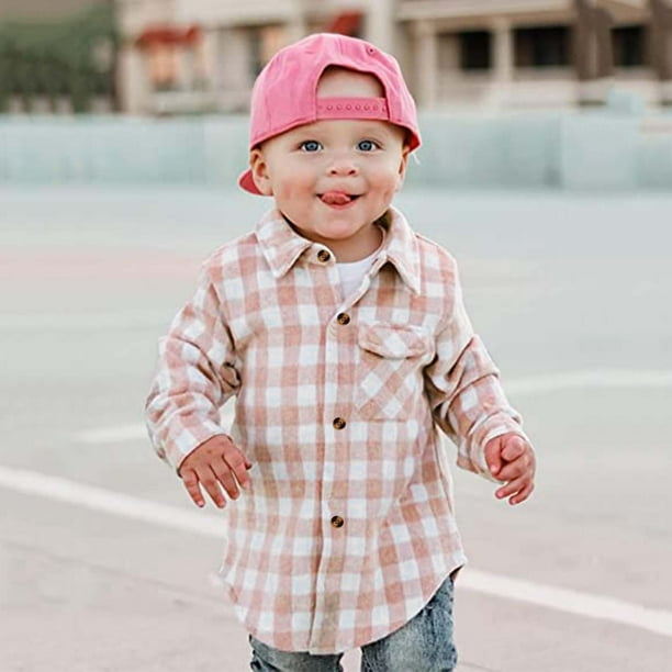 Gibobby Playera De Algodon Chaqueta a cuadros para bebes ninos y ninas manga larga solapa botones camisas con bolsillos abrigos cardigan Tops Rosa 4 5 Anos Walmart en linea