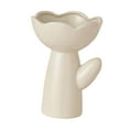 thumbnail image 4 of Florero de cerámica, soporte para macetas, florero decorativo, florero de granja para comedor, plantas de interior, estantería, oficina Crema en forma de rosa, 4 of 8