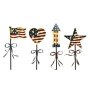 Gerson 8524407 Metal Red  White & Blue Decorative Garden Stakes- pack of 4