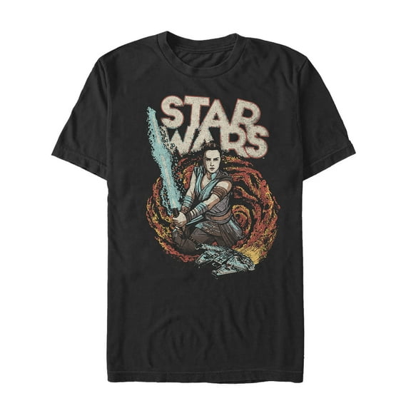 Men's Star Wars: The Rise of Skywalker Rey Retro Swirl Graphic Tee Black 3X Large