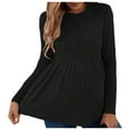 thumbnail image 1 of Chandail Tunique de Maternité à Manches Longues pour Grossesse, Col Rond, Tricot Côtelé, Haut Confortable, Blouse, 1 of 6