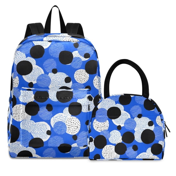 ALAZA Backpack Set Dots Blue Pattern Elementary School Bags Student BookBag with Lunch Bag