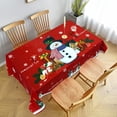 thumbnail image 2 of Mantel rectangular navideño, estampado de copos de nieve, muñeco de nieve y Papá Noel para escritorio, decoración de cocina o boda para vacaciones de invierno, 2 of 5