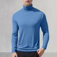 thumbnail image 2 of TOWED22 Men's Casual Cotton Mock Turtleneck Long Sleeve T-Shirts Solid Pullover Basic Lightweight Tee Tops(Light Blue,M), 2 of 5