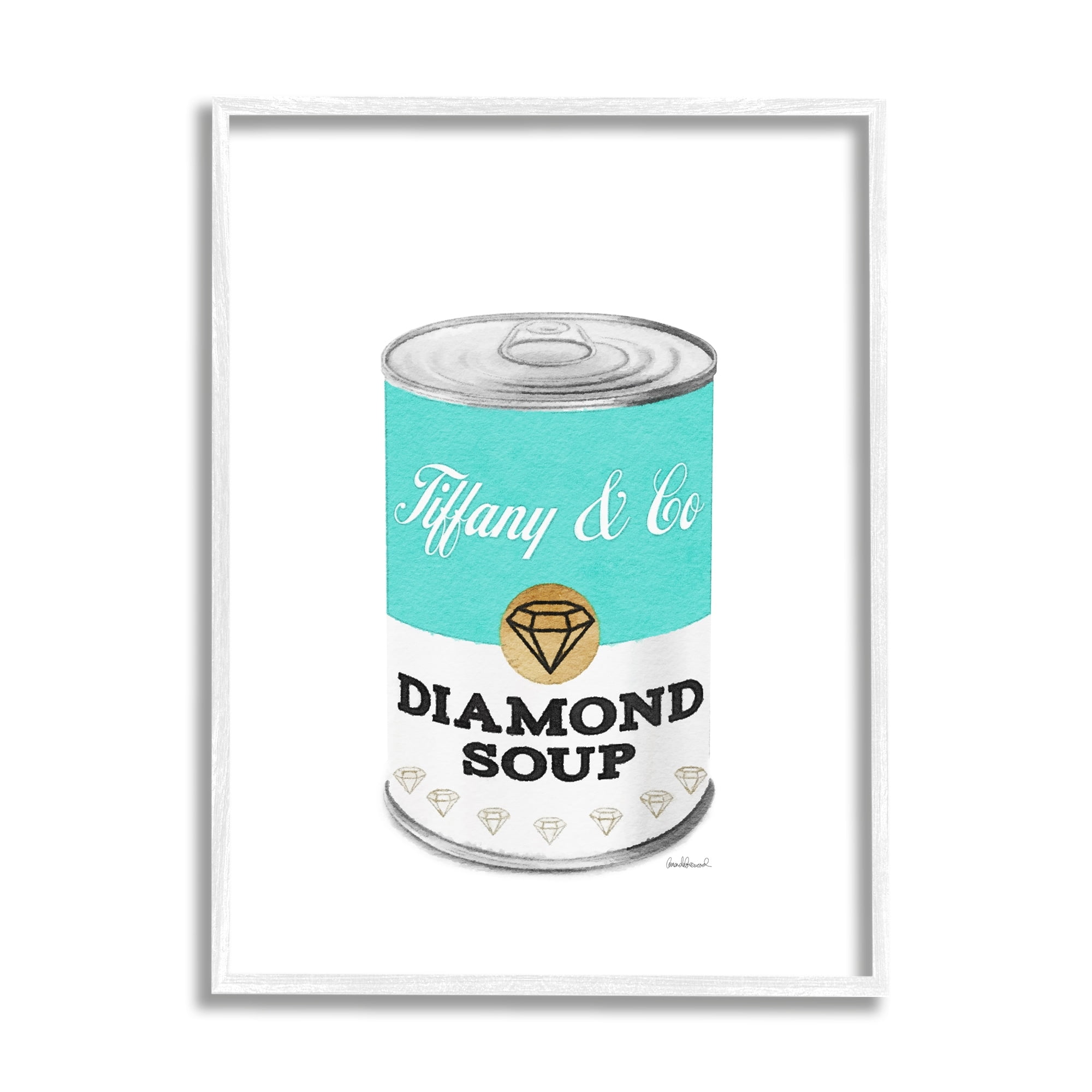 Stupell Industries Blue Fashion Condensed Diamond Soup Glam Pop, 24 x 30, Design by Amanda Greenwood
