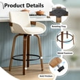 thumbnail image 5 of ClinQ Counter Height Swivel Bar Stools Set of 3, Linen Fabric Upholstered 360° Rotating Chairs with Walnut Legs and Metal Footrest, Beige, 5 of 6
