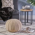 thumbnail image 2 of GDF Studio Agatha Modern Knitted Cotton Round Pouf, Beige, 2 of 6