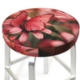 thumbnail image 3 of KLL Pink Butterfly Round Bar Chair Cushion Cover,Bar Stool Protector with Elastic, Soft Washable-14 inch, 3 of 7