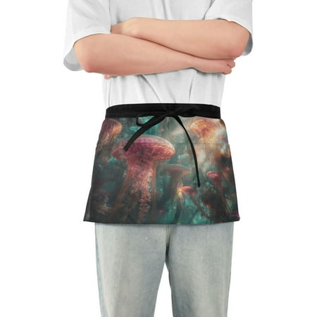 

Yayeee Waist Apron with Pockets for Cooking Waterproof Half Server Aprons Psychedelic Forest