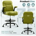 thumbnail image 2 of Drafting Chair for Standing Desk – Tall Office Chair with Adjustable Height & Foot Ring, Flip-Up Arms, Lumbar Support – Comfortable Fabric Seat, Ideal Home Desk Chair, 2 of 9