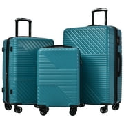 Paproos Hardside Luggage Sets, 3 Piece Hardshell Suitcase Sets with TSA Lock and Double Spinner 8 Wheels, Lightweight Suitcase Set for Travel, 20''24''28'' Expandable Carry on Luggage Set, Green