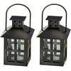 Kate Aspen Mini Decorative Lanterns - Set of 2 - Vintage Metal Lantern Candle Holders for Wedding Centerpiece, Home Decor and Party Favor (Black)