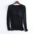 thumbnail image 6 of zaveiop Fall Clearance Women's Clothing Sleep and Lounge Pajamas Tops Long Sleeve Crewneck Lightweight Tee Built in Bra Ladies Sleep Shirts (Black, XL), 6 of 8